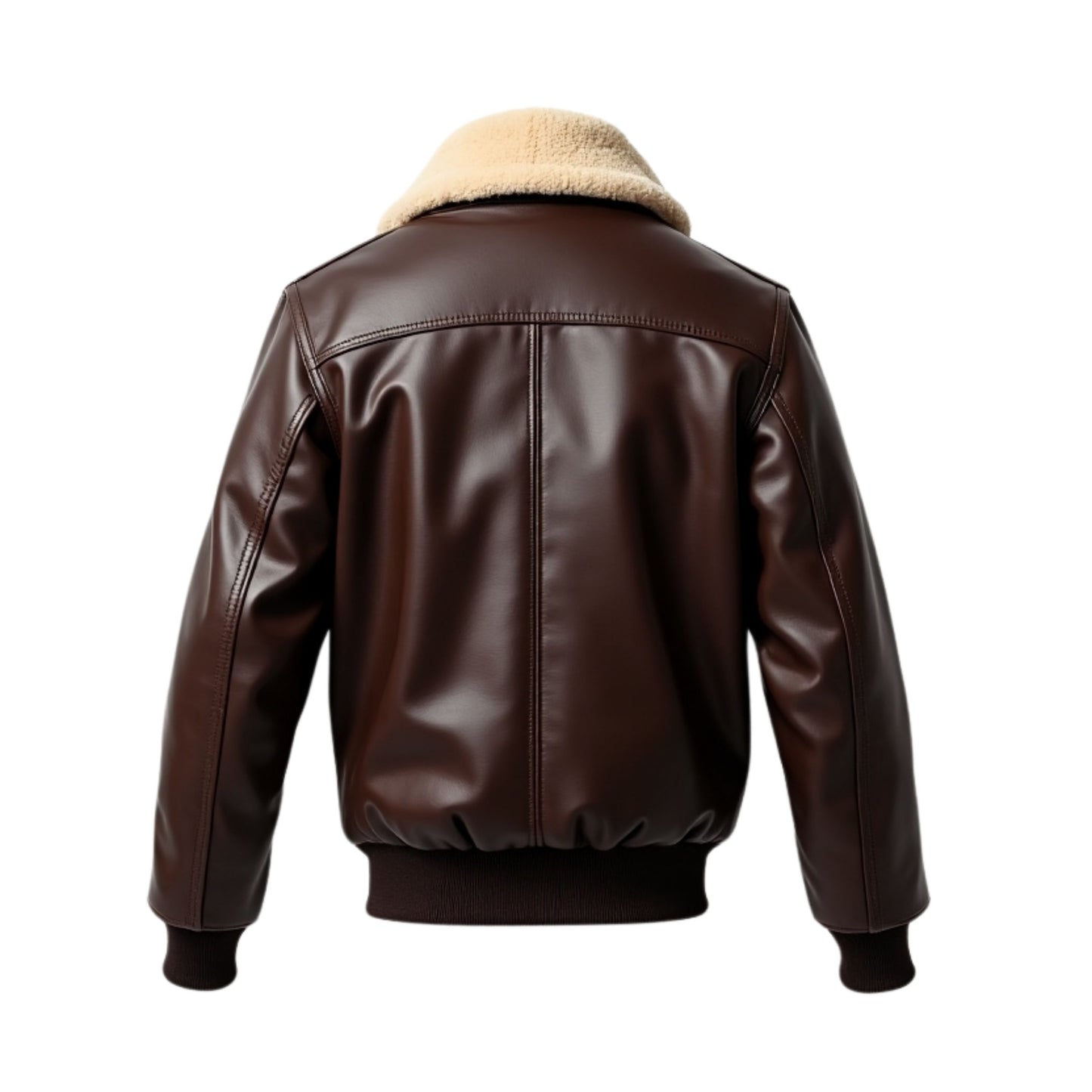 Men's Brown Real Leather Aviator Jacket with Shearling Collar, Ribbed Cuffs, Zip Pockets