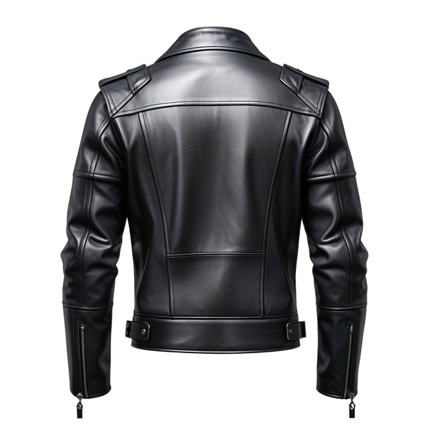 Men's Black Real Leather Biker Jacket: Asymmetrical Zipper, Silver Hardware, Stylish Outerwear