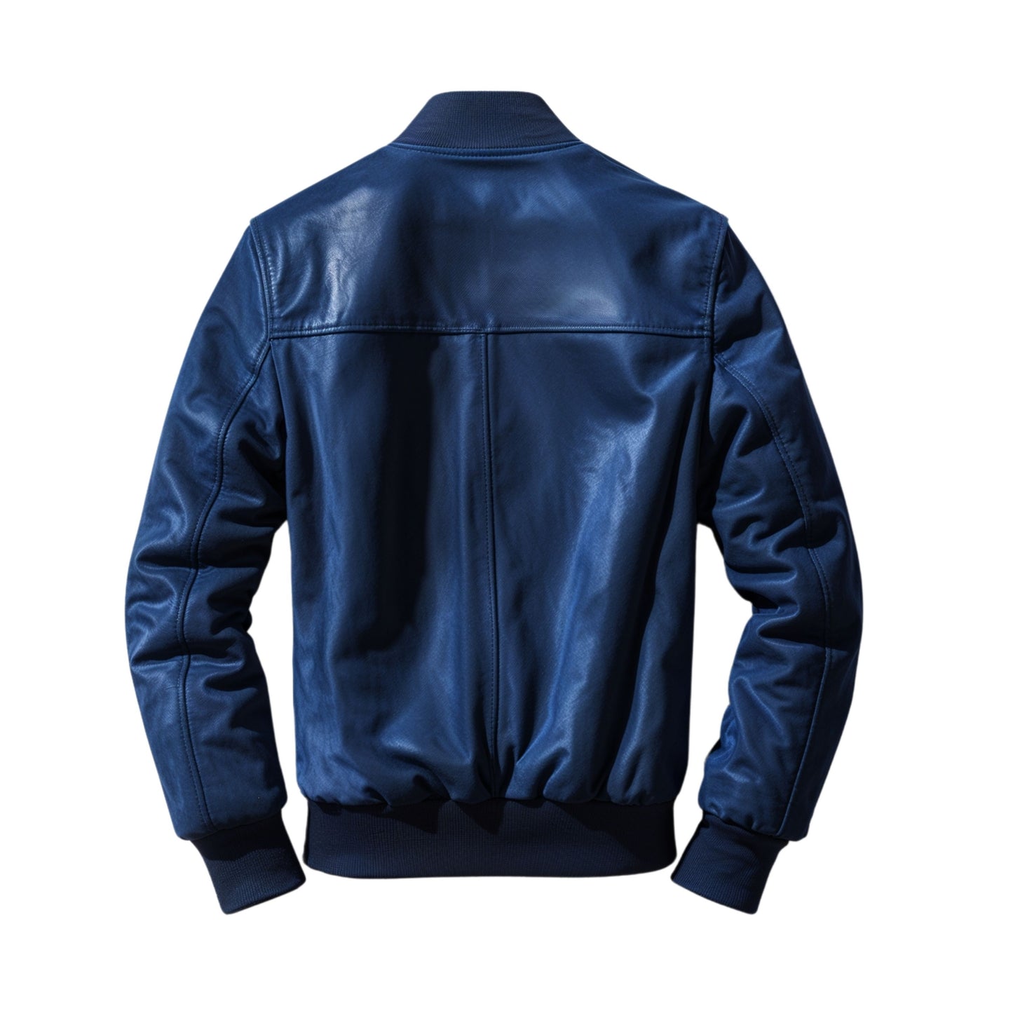 Classic Navy Blue Bomber Jacket: Ribbed Collar, Cuffs, Zipper Pockets, Lightweight Urban Wear