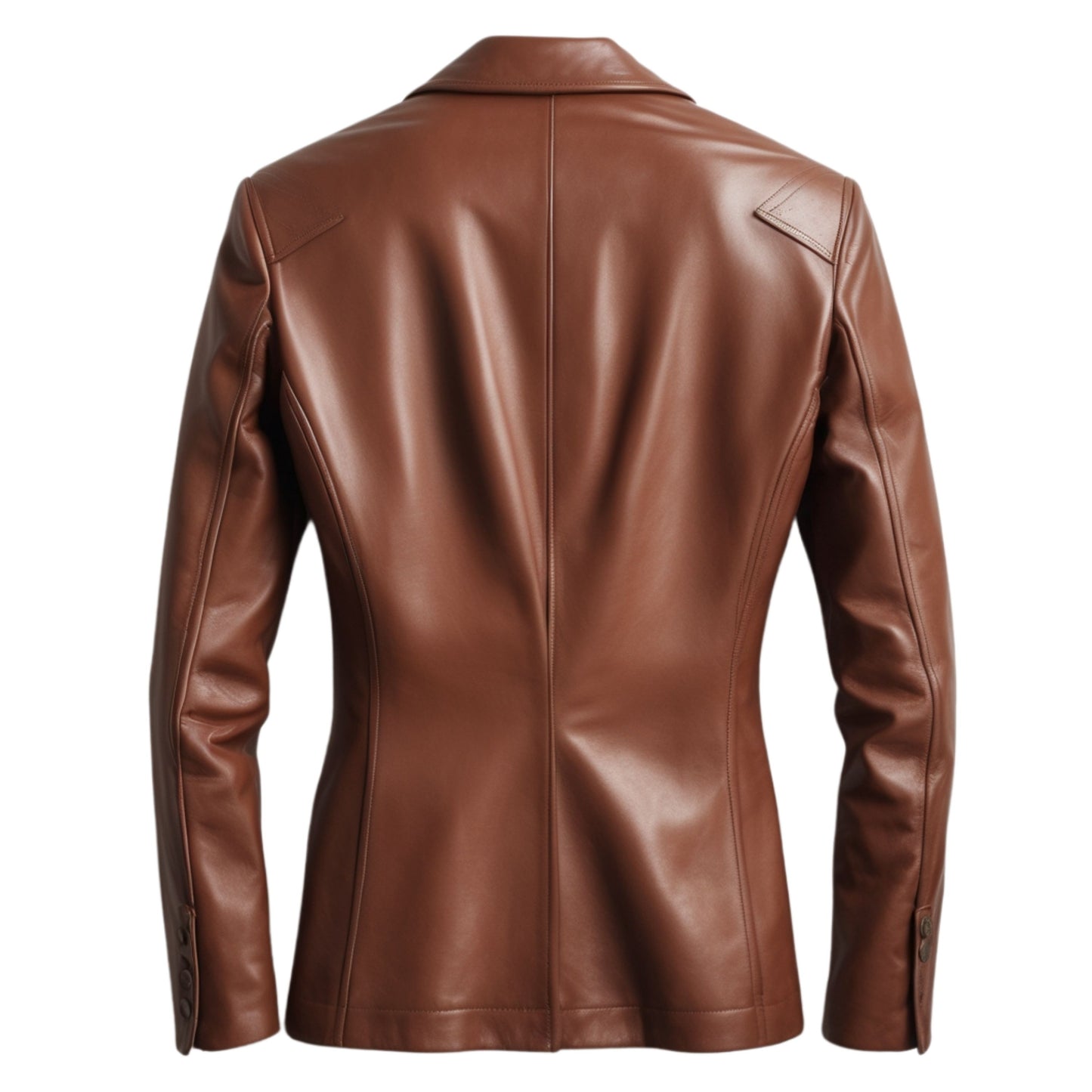 Brown Real Leather Blazer: Single Button, Tailored Fit, Formal Casual Wear