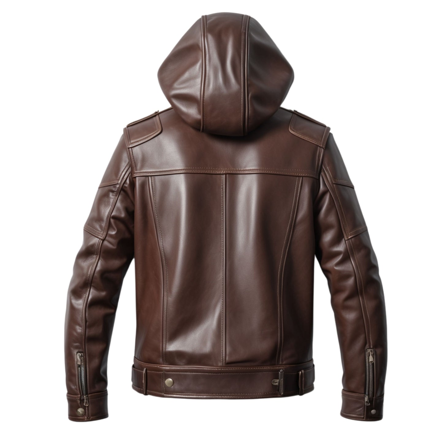 Men's Brown Genuine Leather Hooded Jacket – Modern Fit Everyday Wear