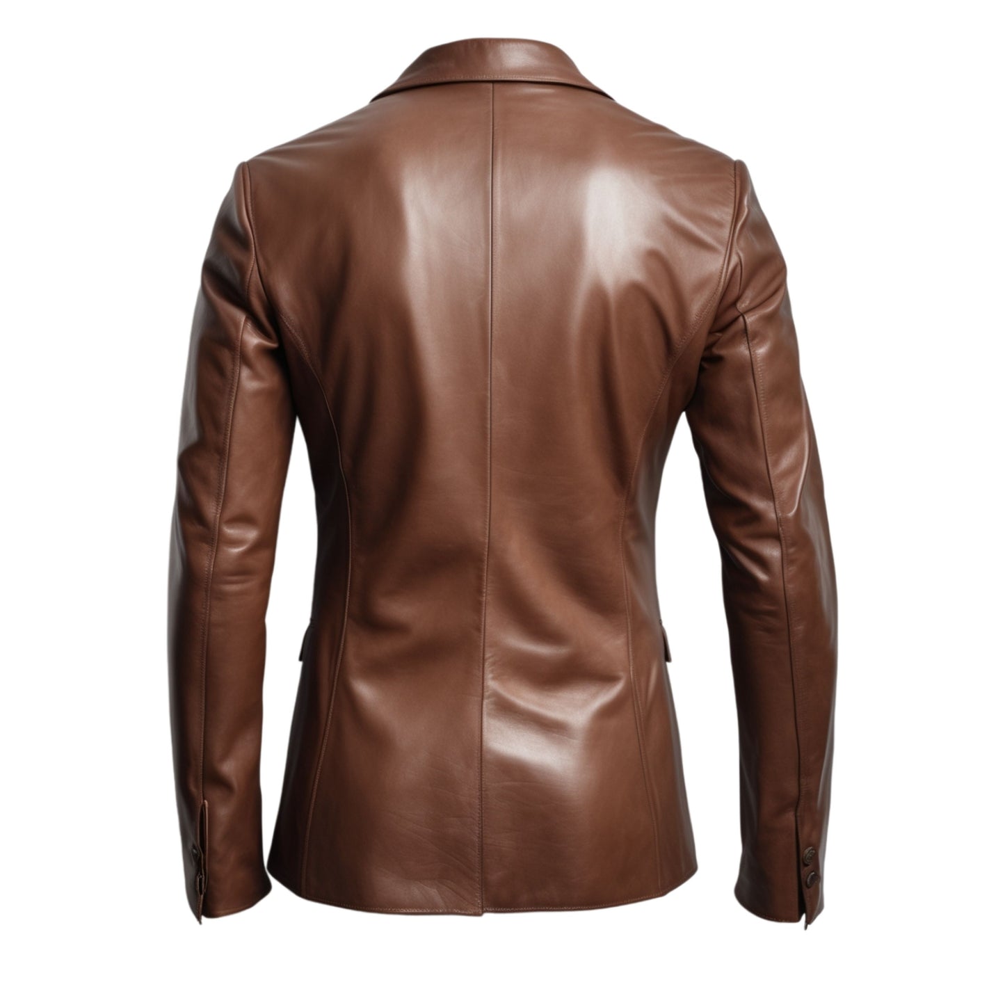 Brown Real Leather Blazer: Single-Button Tailored Fit for Formal Occasions