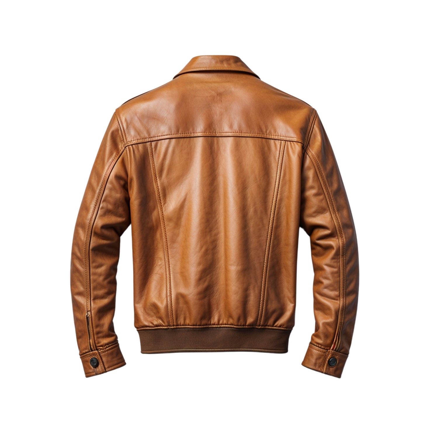 Men's Genuine Leather Trucker Jacket: Four Pockets, Tailored Fit, Year-Round Wear