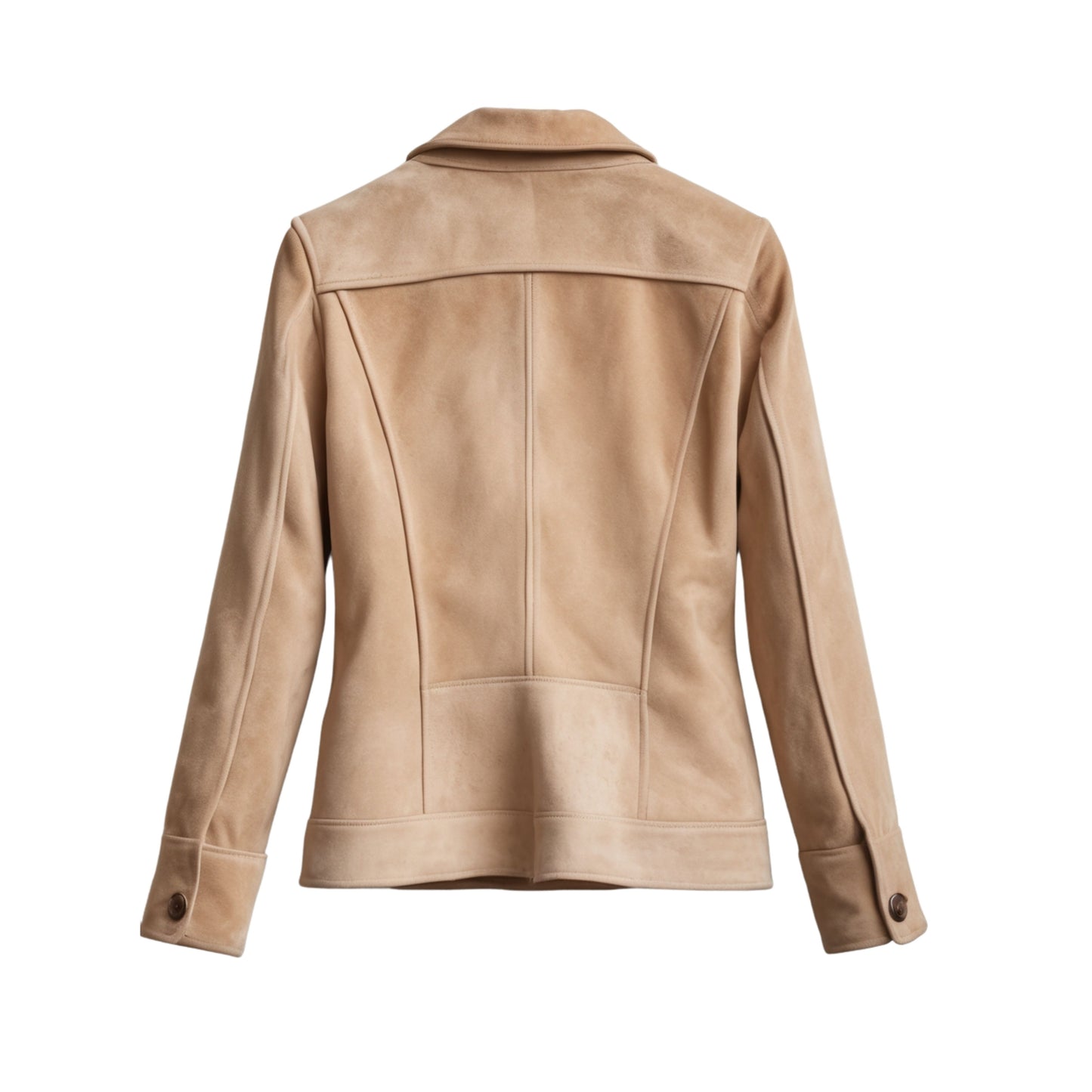 Womens Beige Camel Real Leather Blazer Jacket – Button Front Notched Lapel Slim Fit Outerwear