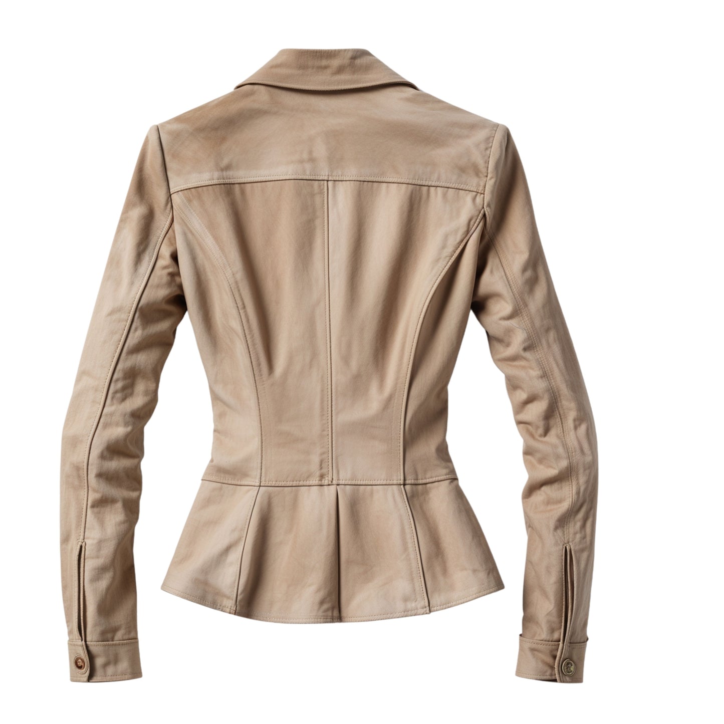 Women's Real Leather Blazer Jacket – Tailored Beige Outerwear for Work and Casual Styling