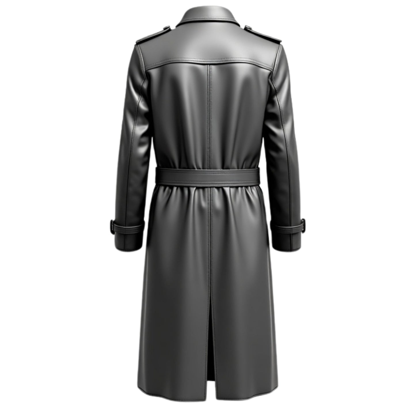 Men's Real Leather Grey Double Breasted Trench Coat – Modern Winter Style