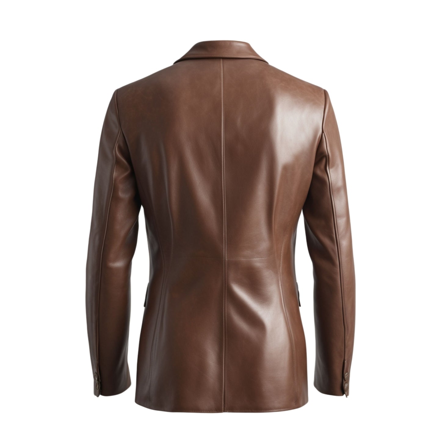 Men's Brown Leather Blazer: Button Closure, Tailored Fit, Business Coat