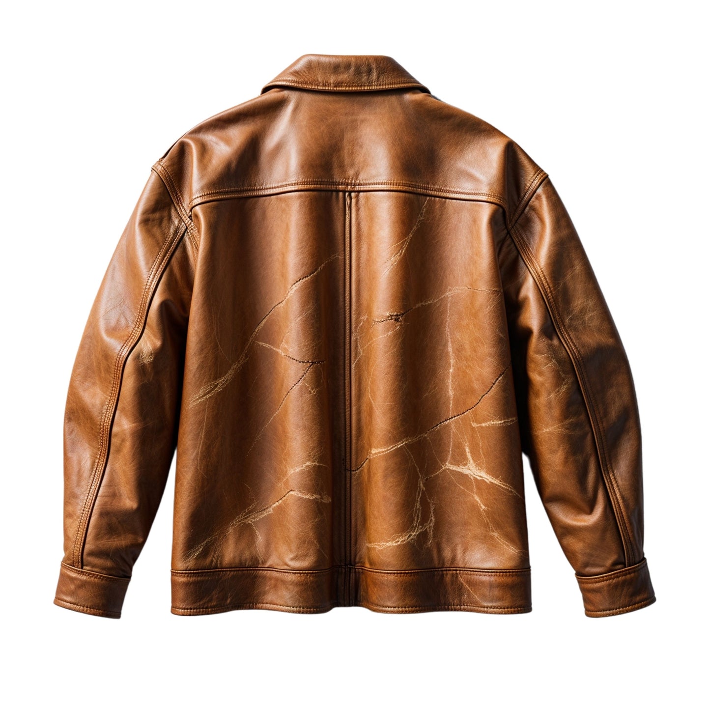 Men's Brown Leather Trucker Jacket: Classic Button Front, Utility Pockets, Casual Outdoor Wear
