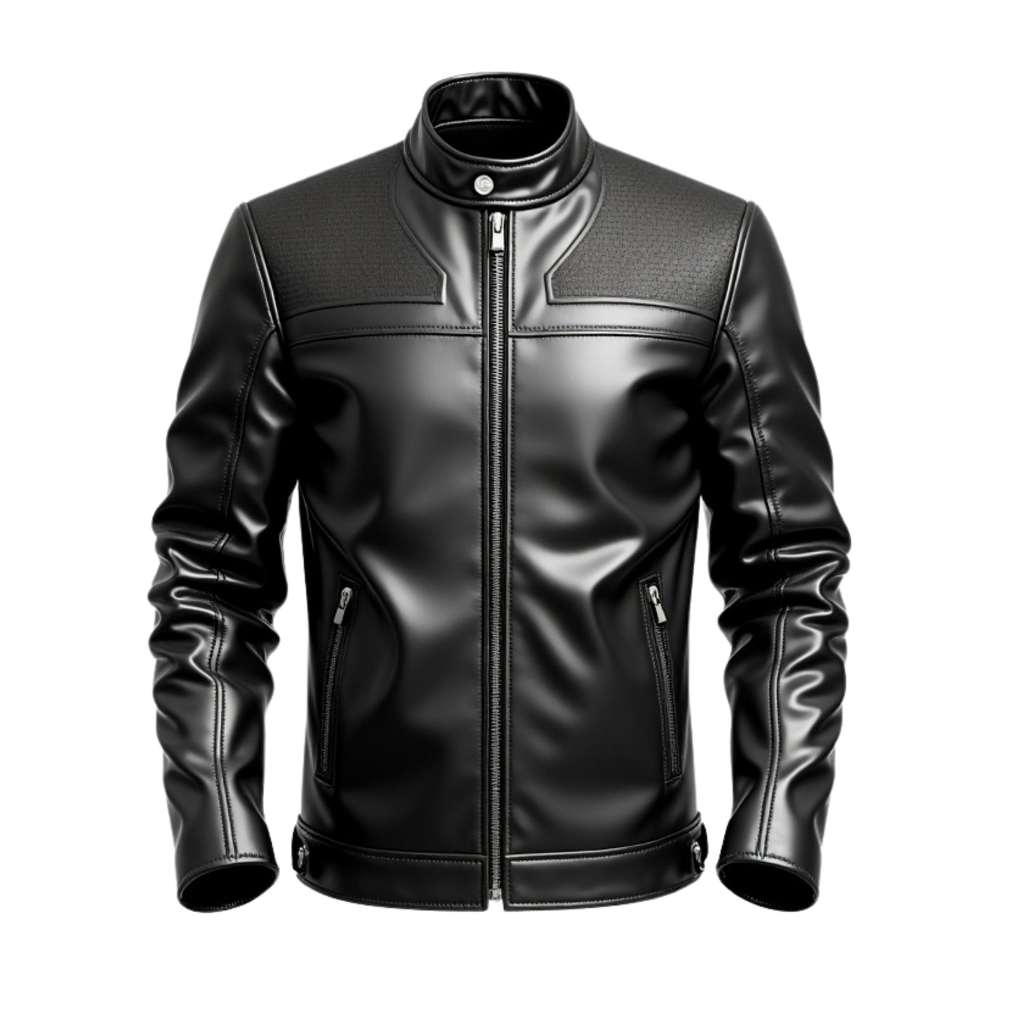 Men's Black Genuine Leather Cafe Racer Jacket: Slim Fit Moto Wear