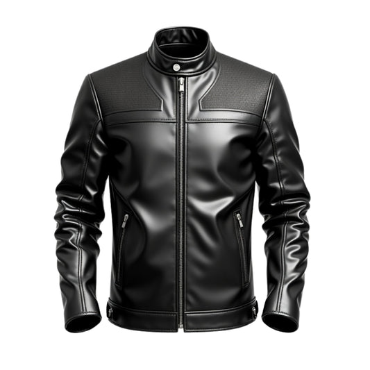 Men's Black Genuine Leather Cafe Racer Jacket: Slim Fit Moto Wear