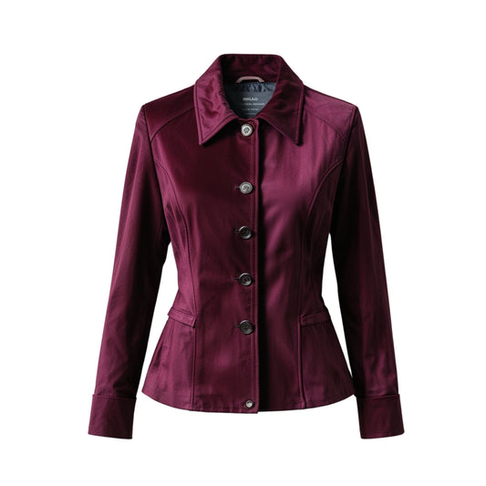 Women Real Leather Burgundy Jacket Tailored Fitted Waist Elegant Outerwear for Modern Wardrobe Styling