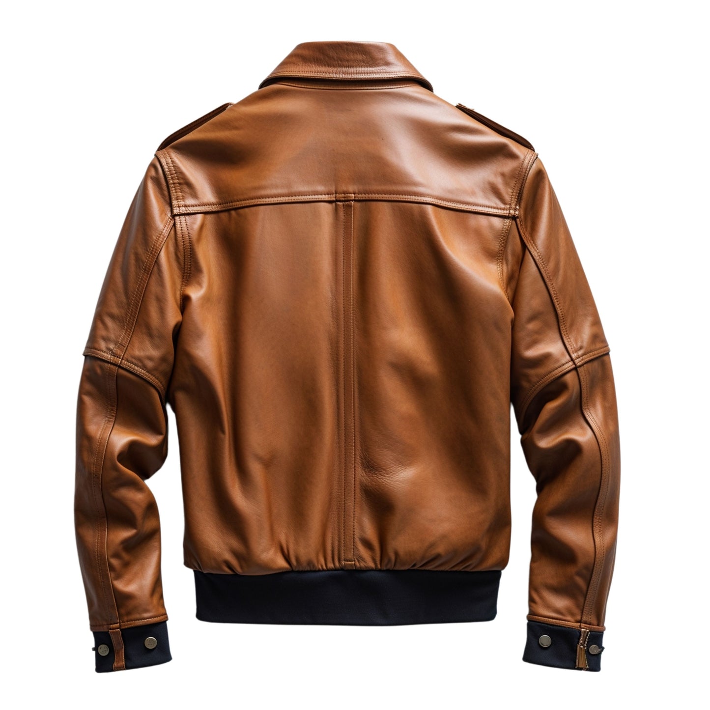 Men's Brown Aviator Real Leather Jacket: Modern Fit, Flap Pockets, Rugged Style