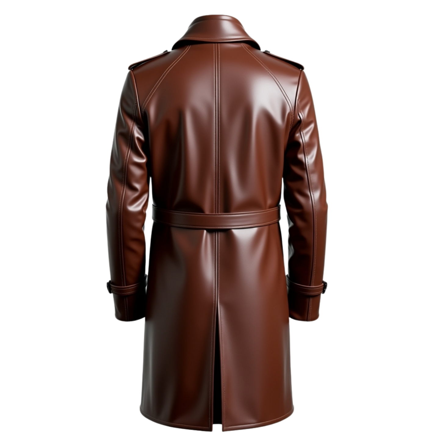 Men's Brown Real Leather Double Breasted Trench Coat – Belted Classic Overcoat