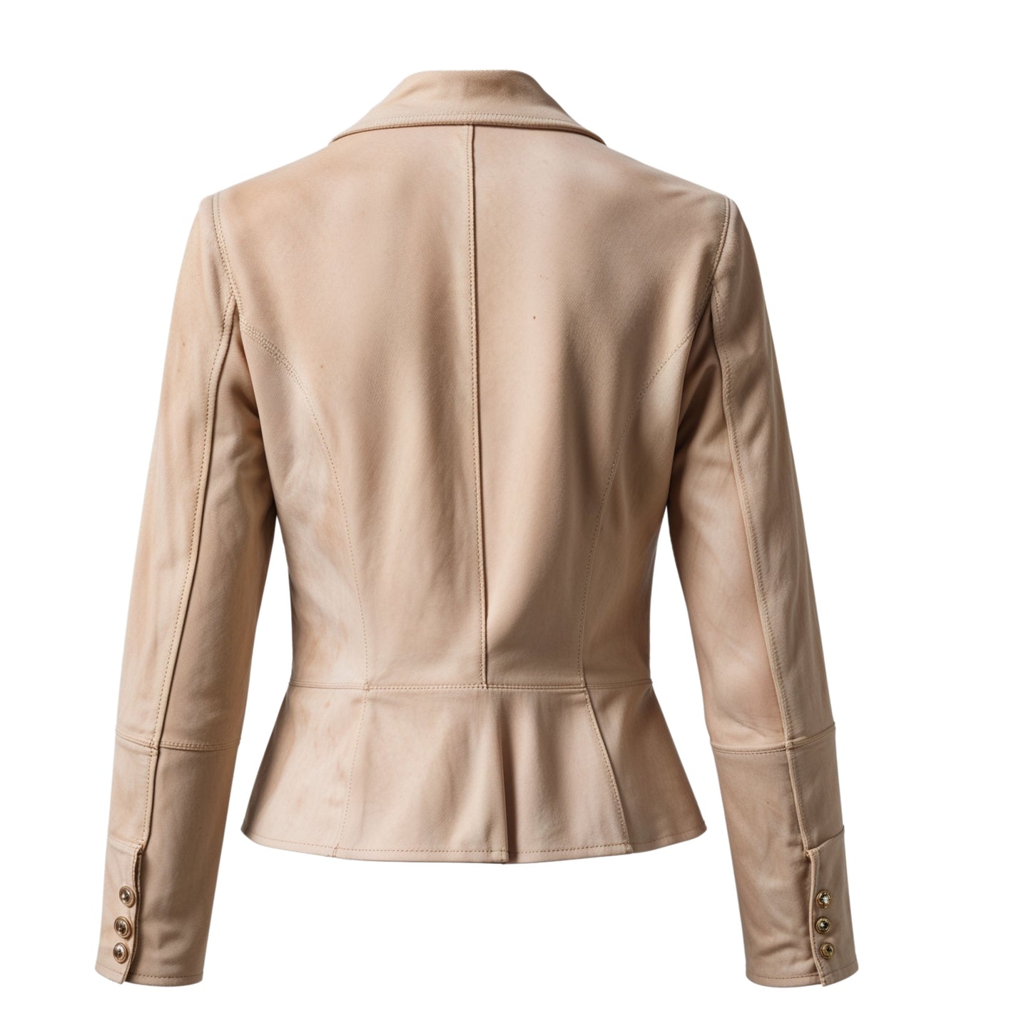 Women's Real Leather Blazer Jacket – Tailored Fitted Beige Outerwear