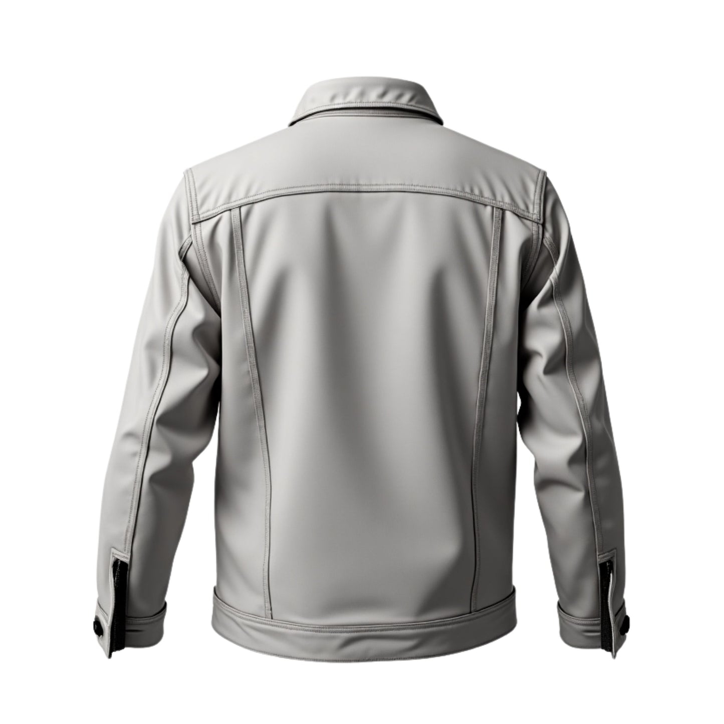 Men's Grey Real Leather Trucker Jacket – Modern Fit, Button Front, Chest Pockets