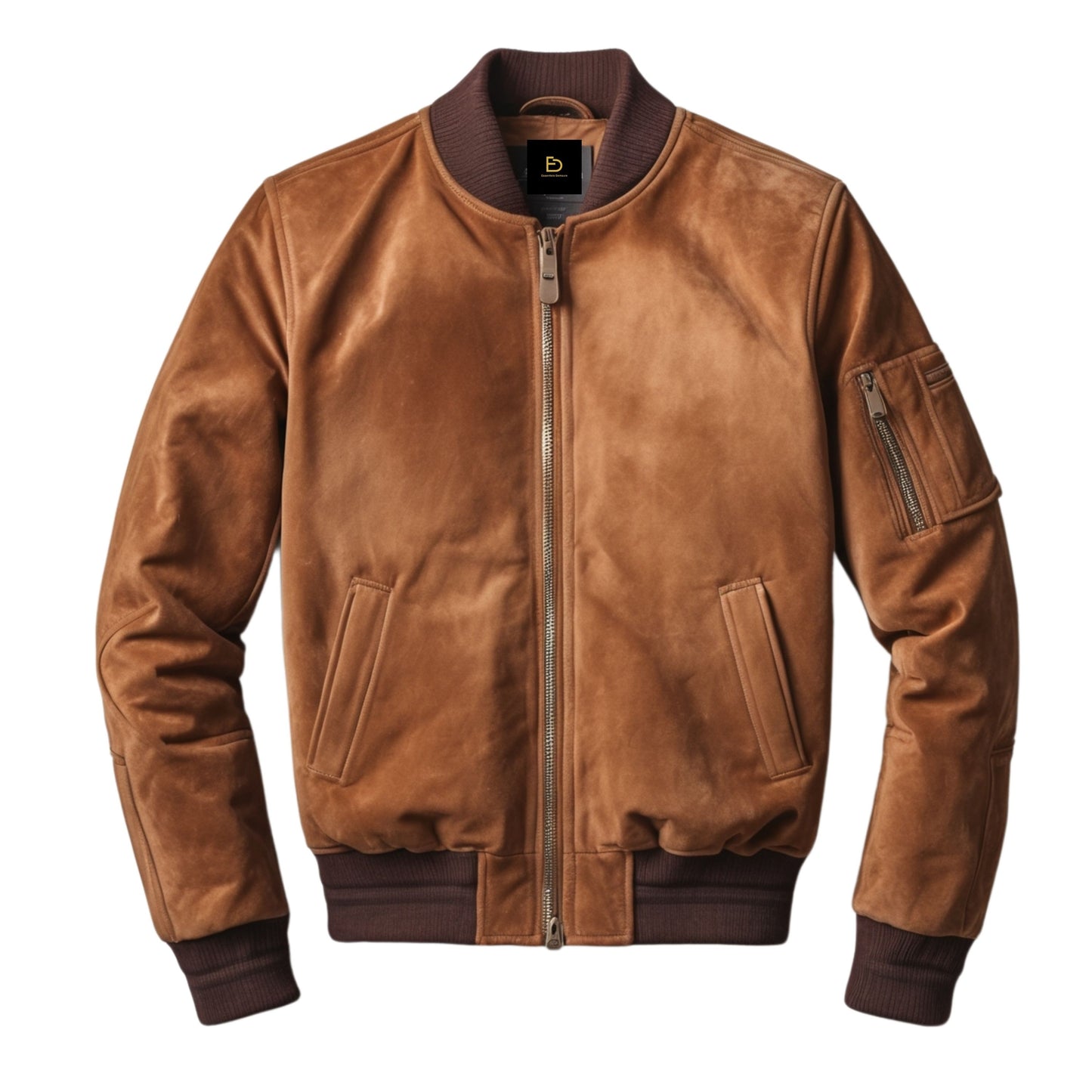 Classic Bomber Jacket Ribbed Collar Cuffs Featuring Front Zipper Closure Multiple Pockets Everyday Style