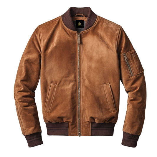 Classic Bomber Jacket Ribbed Collar Cuffs Featuring Front Zipper Closure Multiple Pockets Everyday Style
