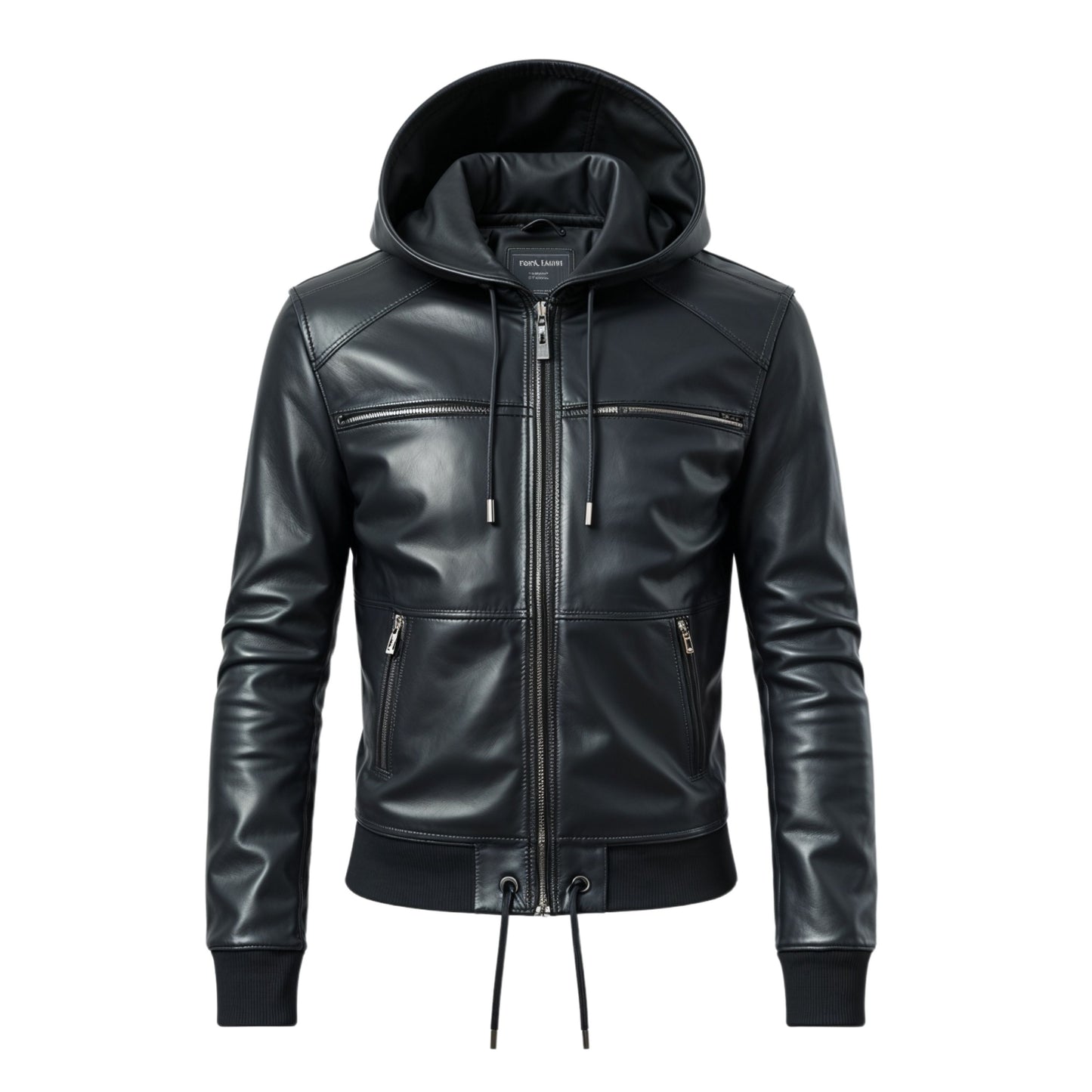 Men's Black Real Leather Hooded Jacket – Urban Streetwear Style
