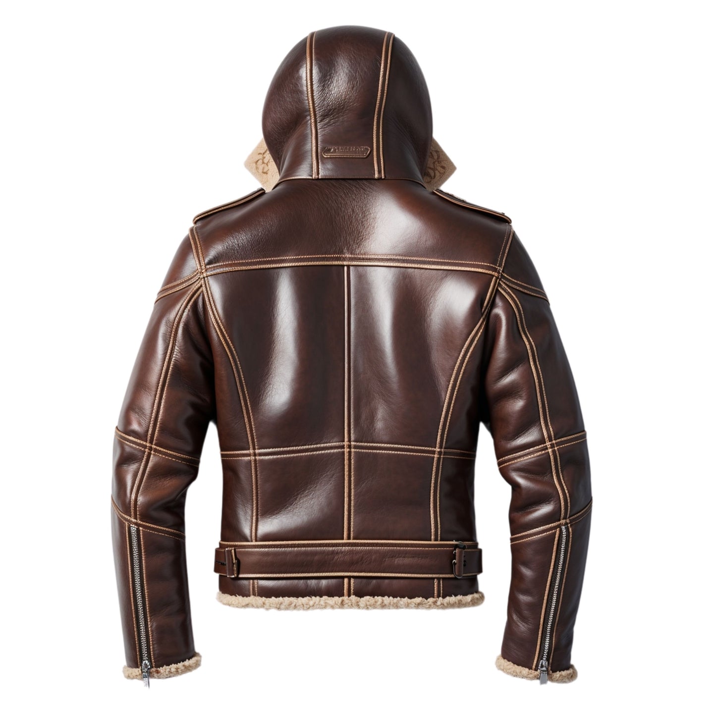 Men's Brown Real Leather Flight Jacket with Shearling Hood – Winter Protection Style