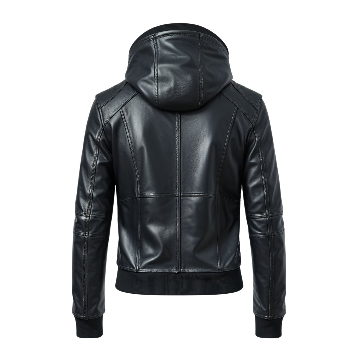 Men's Black Real Leather Hooded Jacket – Urban Streetwear Style