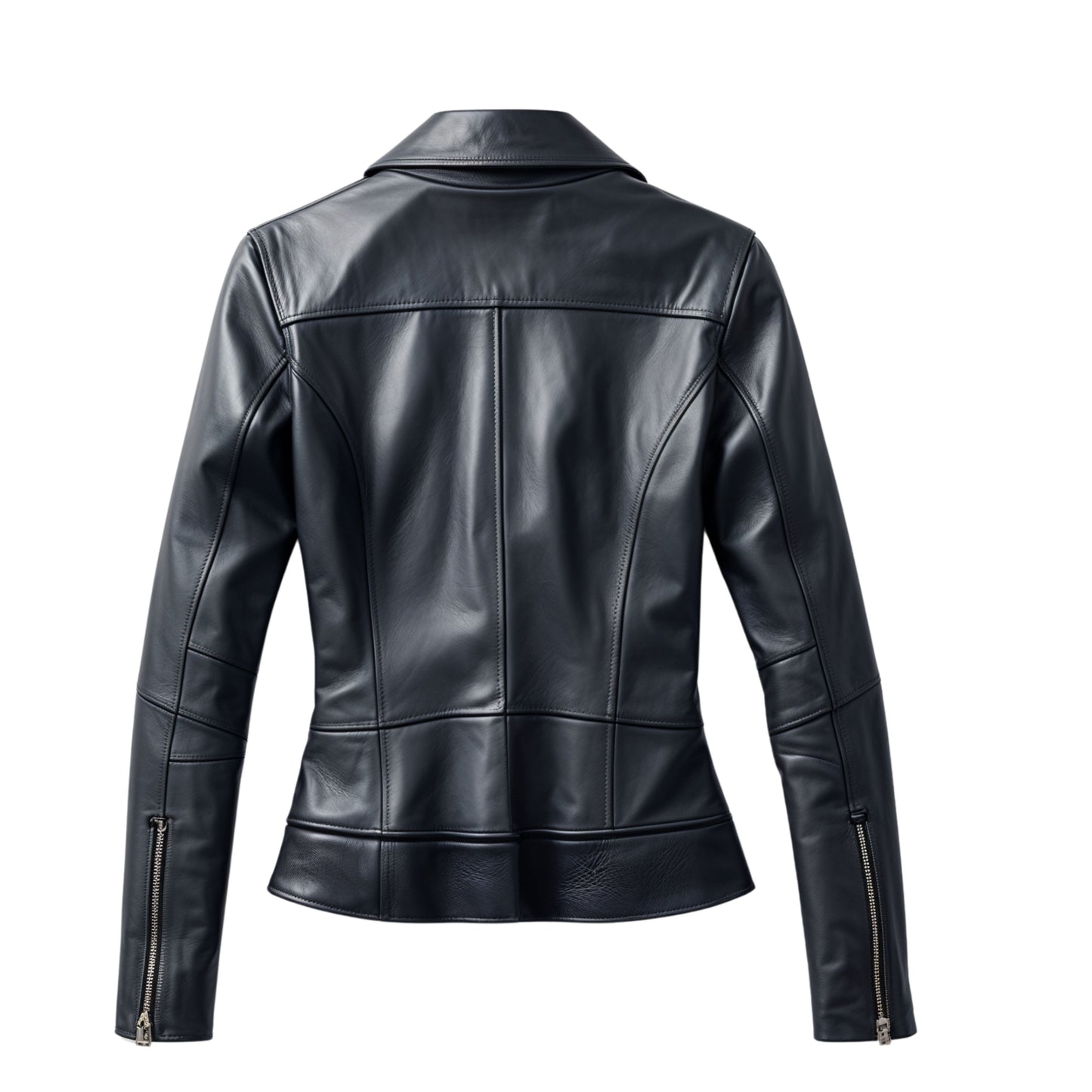 Black Real Leather Asymmetric Zip Biker Jacket – Slim Fit Moto Style
