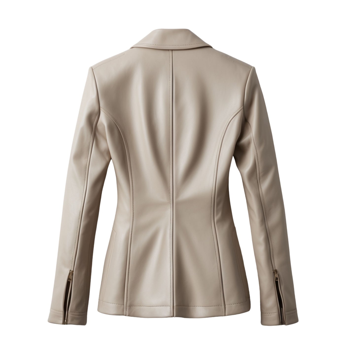Real Leather Blazer Jacket: Ivory Beige Single Button Tailored Outerwear