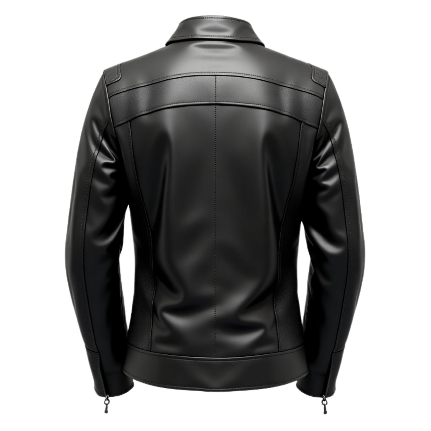 Men's Black Real Leather Moto Jacket with Zip Pockets – All Season Wear