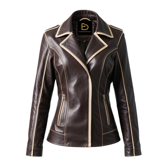 Women's Dark Brown Leather Biker Jacket – Tailored Moto Outerwear for Everyday Style