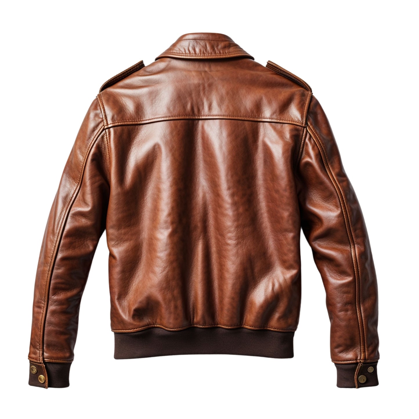 Men's Brown Real Leather Military Bomber Jacket with Flap Pockets – Vintage Style Wear