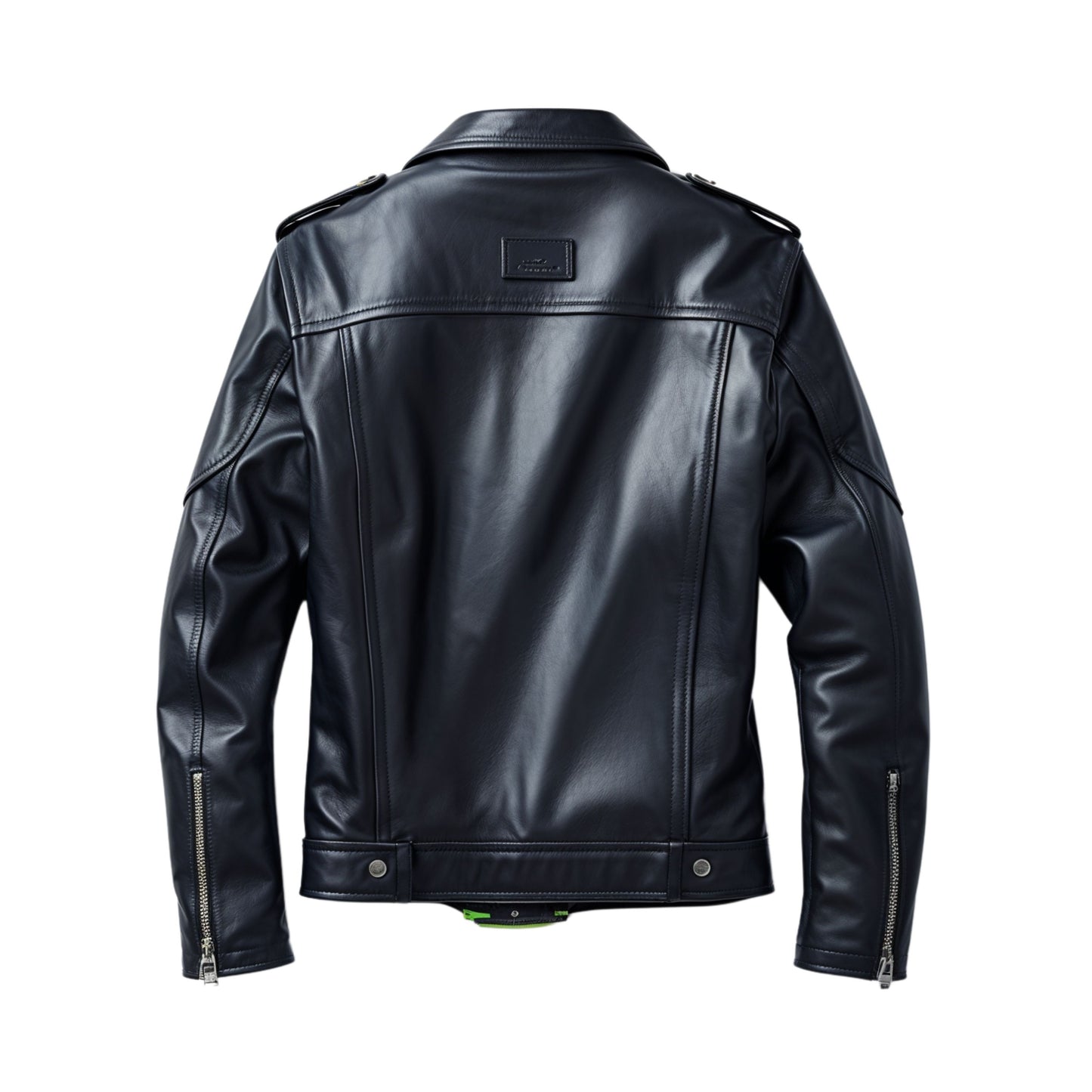 Men's Black Real Leather Biker Jacket with Neon Green Lining – Moto Streetwear