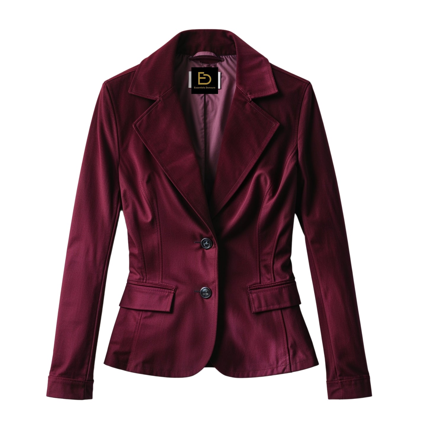 Real Leather Burgundy Blazer Jacket: Tailored Button Front, Fitted Waist Outerwear