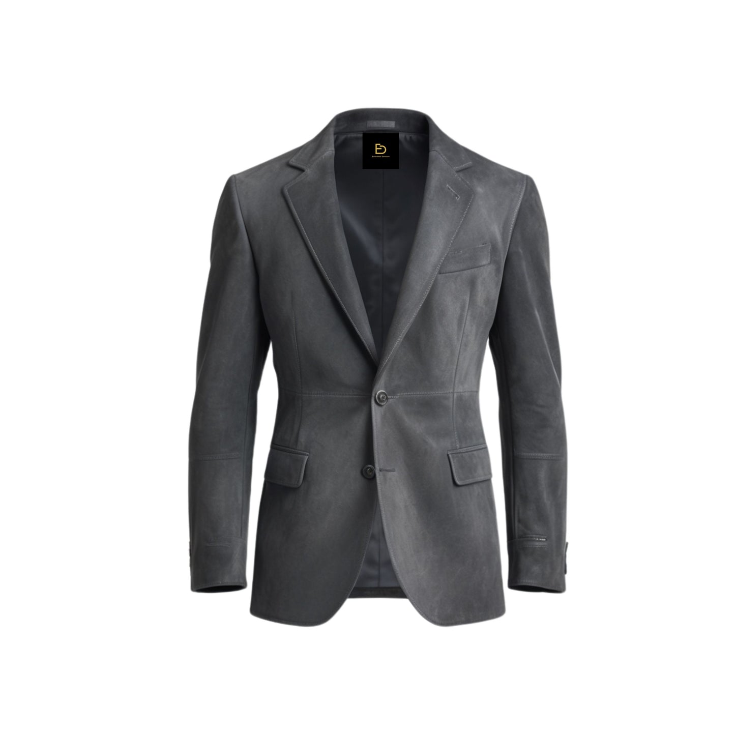Classic Two-Button Soft Leather Blazer: Modern Fit, Black Jacket