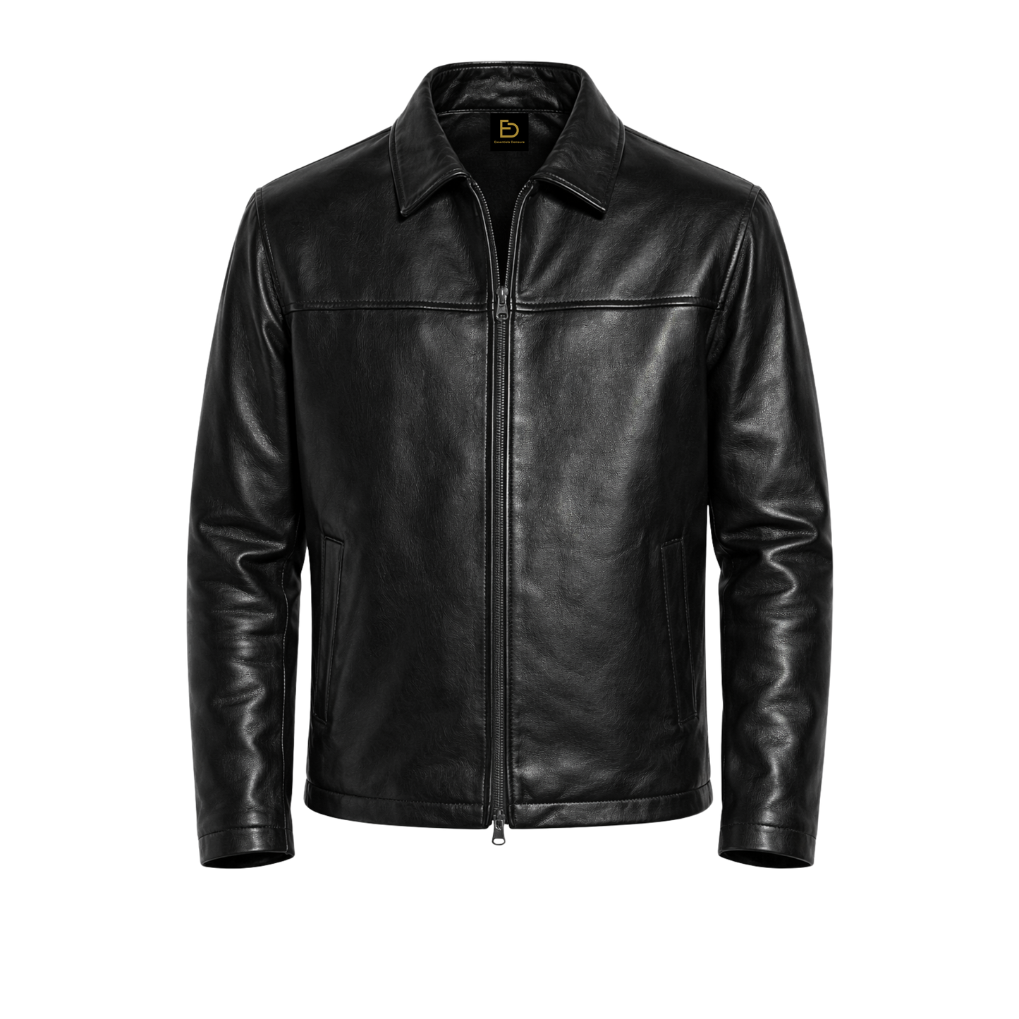 Men's Black Leather Jacket, Slim Fit Biker Style