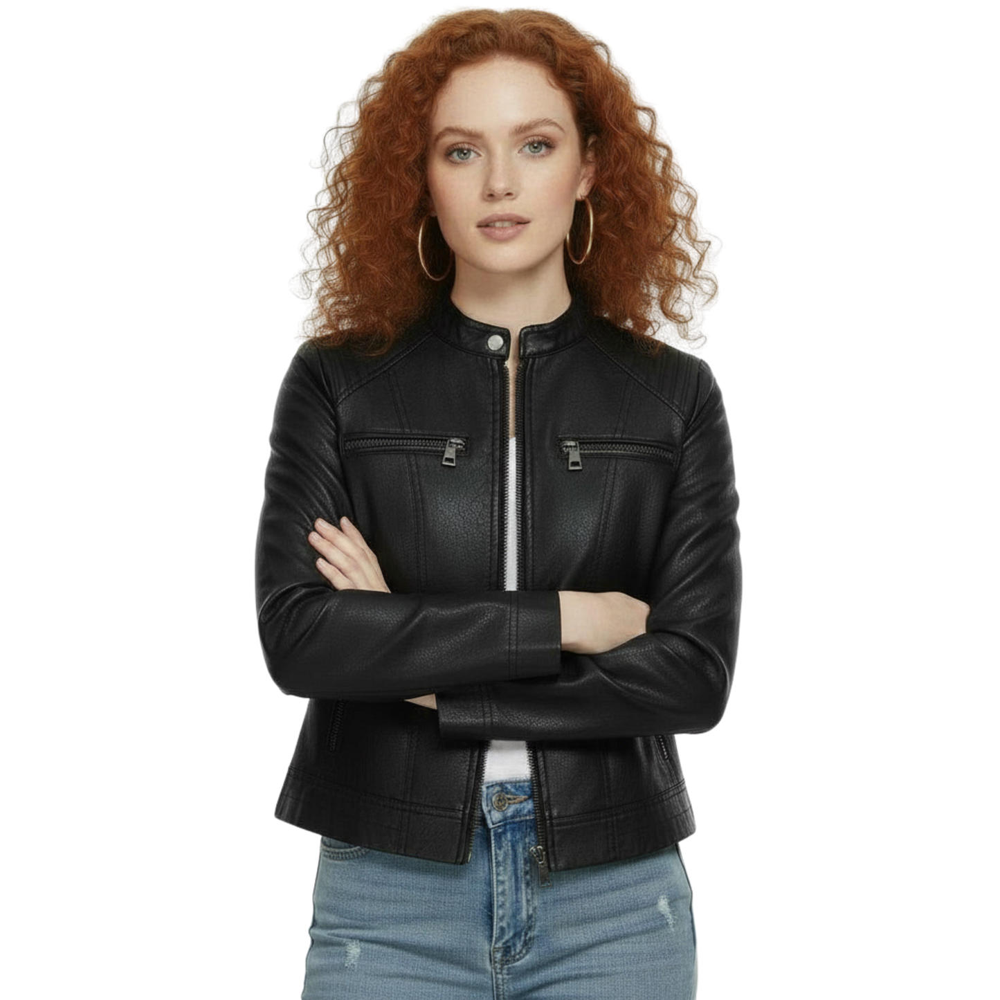 Women's Black Sheepskin Leather Biker Jacket - Quilted Moto Streetwear