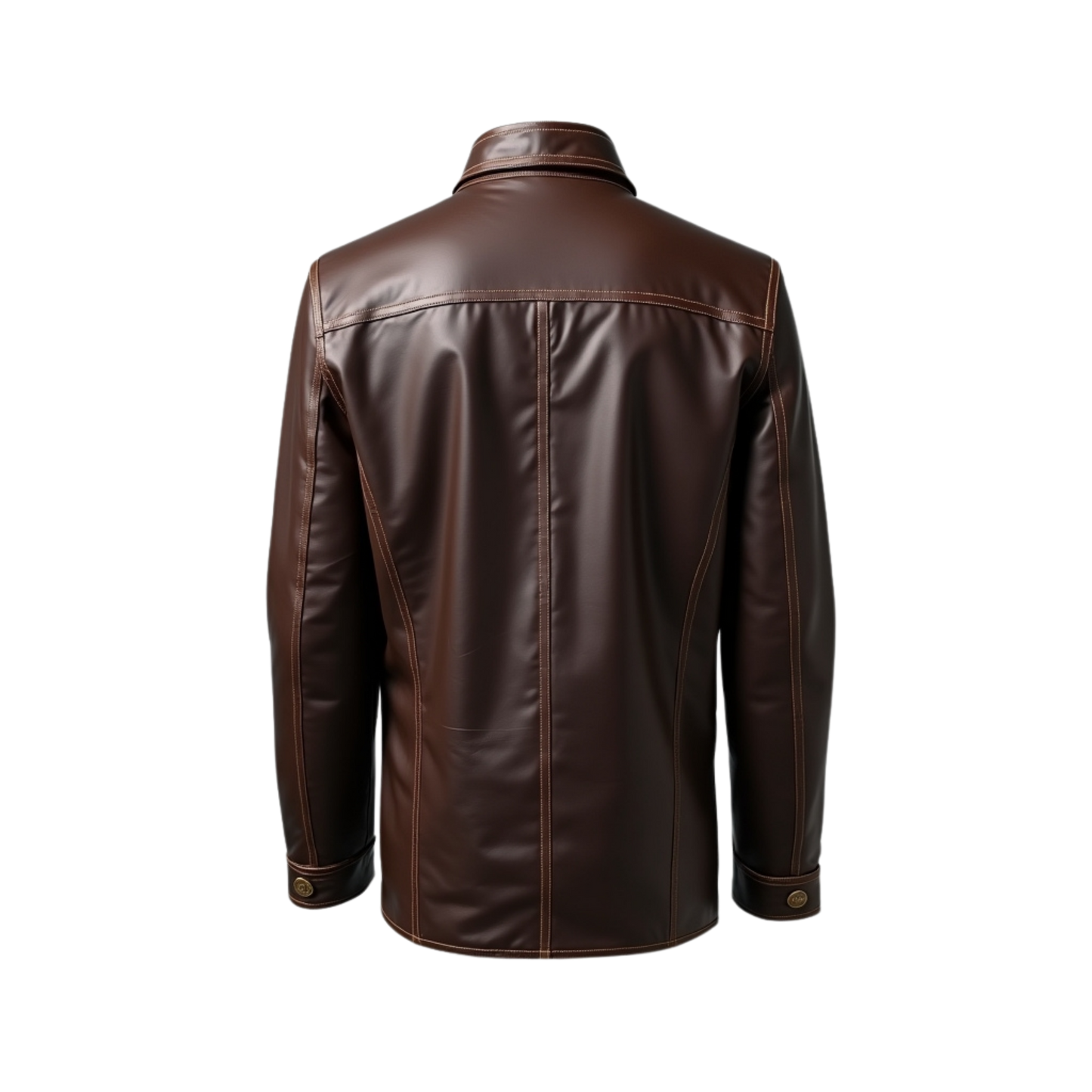 Brown Leather Field Jacket: Four Pocket Utility Coat, Military Style Workwear