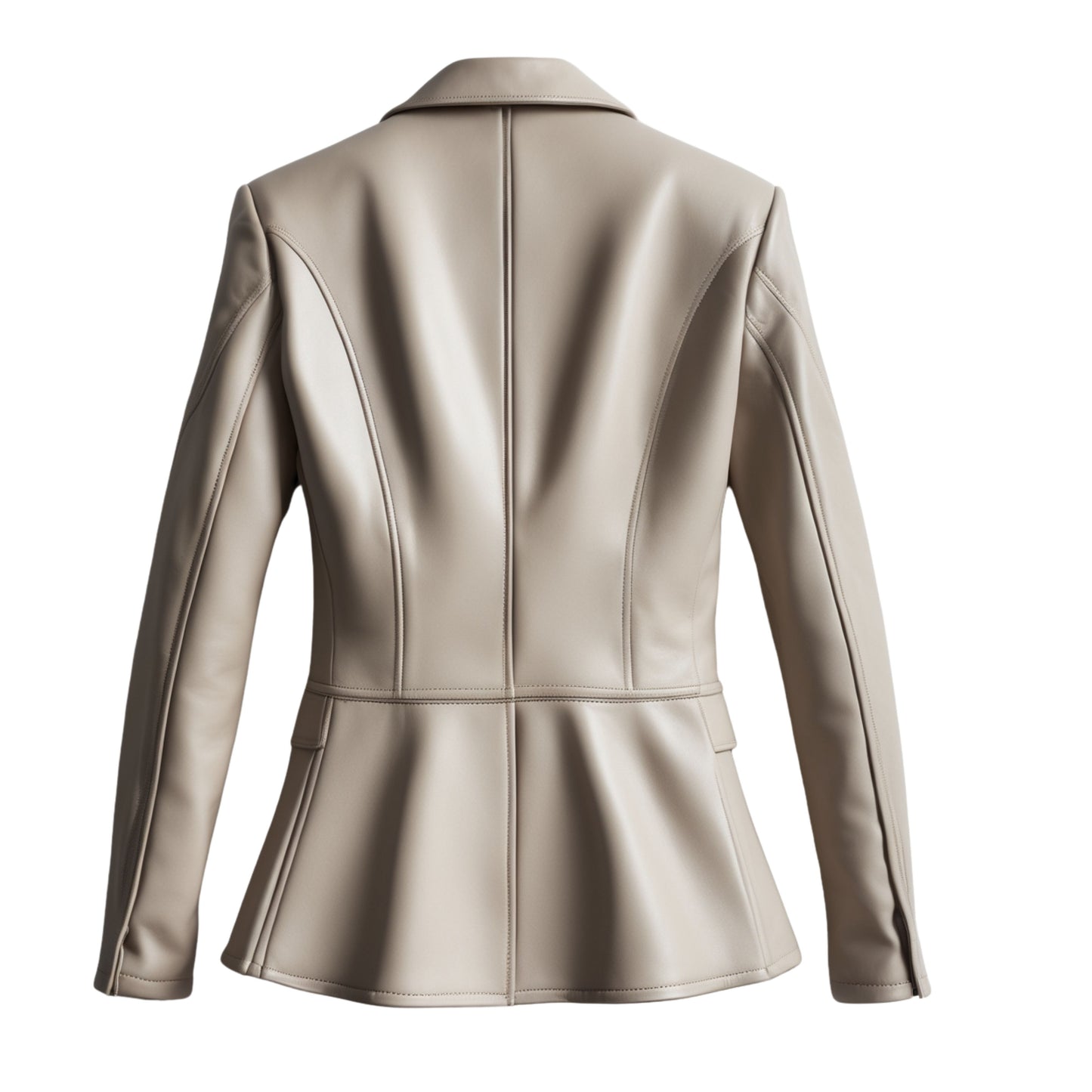 Real Leather Blazer Jacket: Cream Beige Single Button Tailored Office Coat