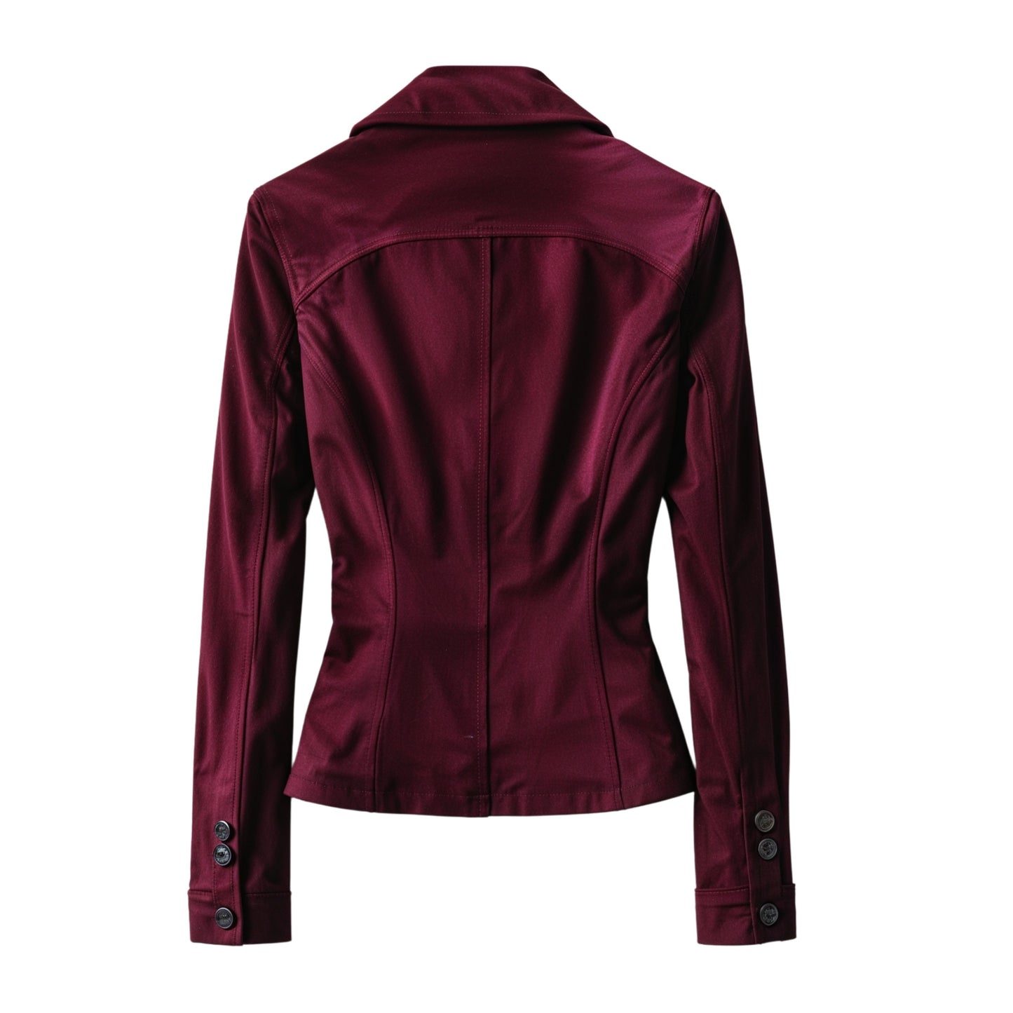 Real Leather Burgundy Blazer Jacket: Tailored Button Front, Fitted Waist Outerwear