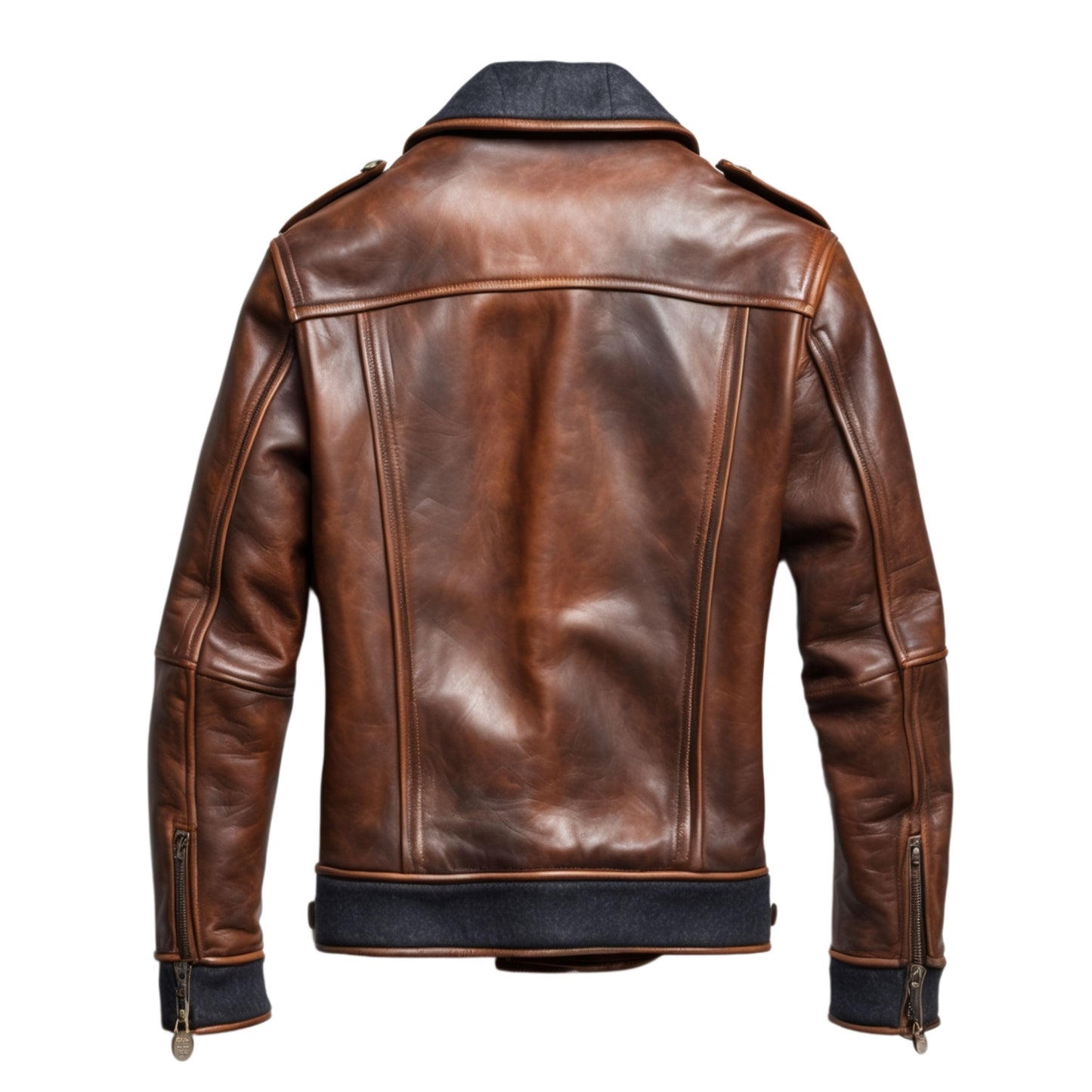 Men's Brown Genuine Leather Bomber Jacket – Button Front, Dual Chest Pockets, Urban Style