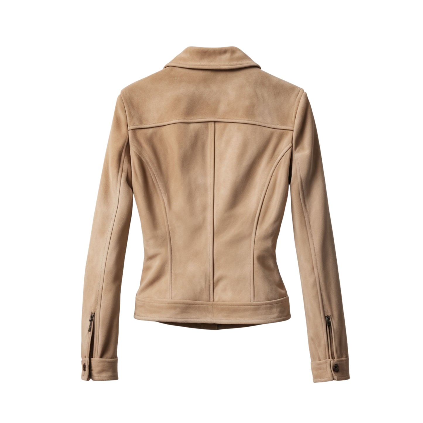 Womens Beige Real Leather Cropped Blazer Jacket – Tailored Biker Style Outerwear