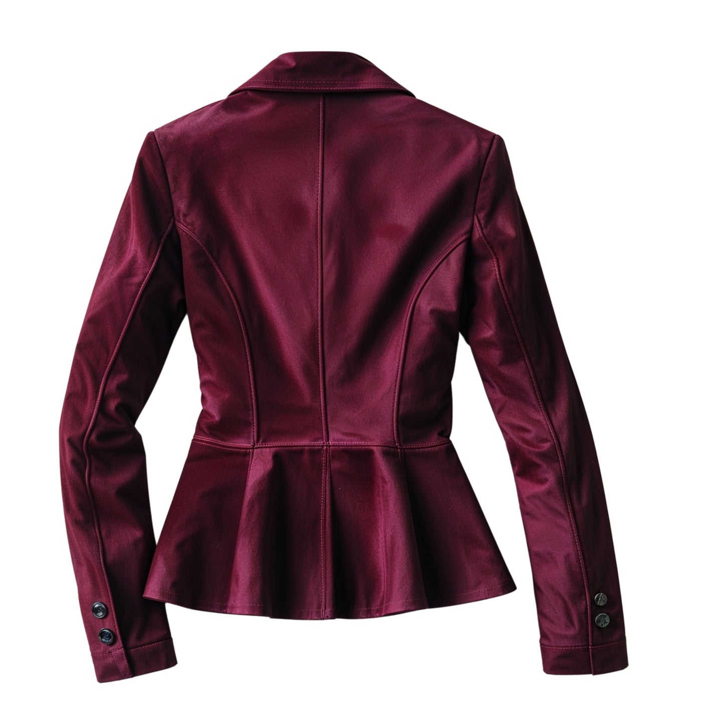 Women Real Leather Burgundy Blazer Jacket Tailored Fitted Waist Elegant Outerwear Modern Wardrobe Style