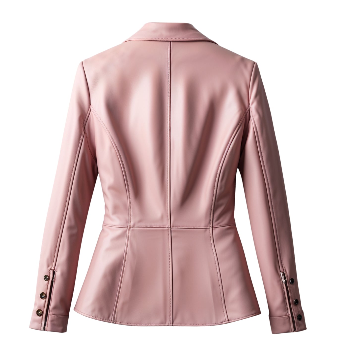 Pink Real Leather Blazer Jacket: Peak Lapel, Single Button, Slim Fit Style