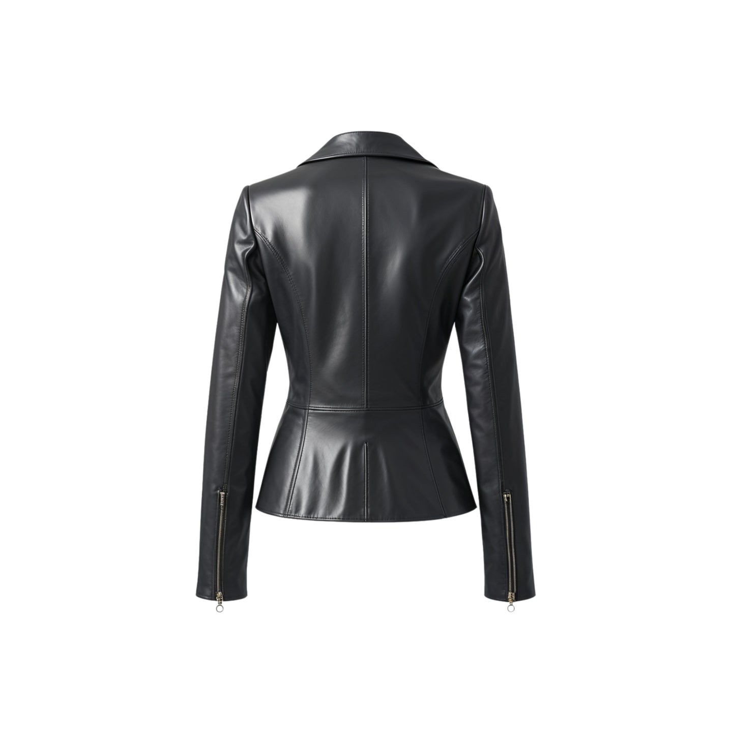 Womens Black Real Leather Blazer Jacket: Tailored Lapel, Flap Pockets, Office Style