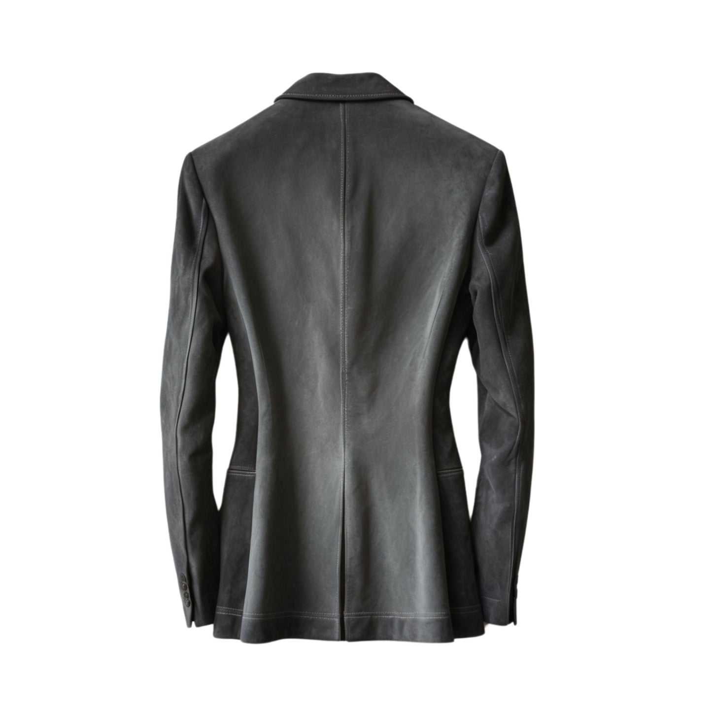 Mens Modern Leather Blazer: Two-Button Notch Lapel, Tailored Fit, Business Casual