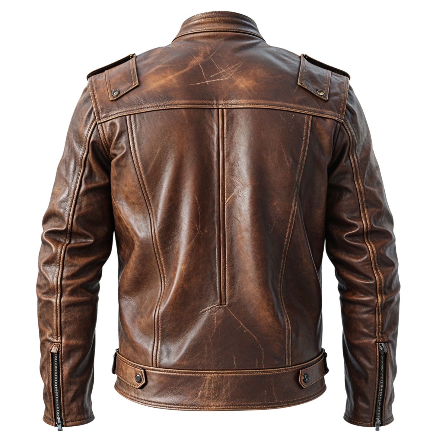 Men's Distressed Brown Leather Biker Jacket – Classic Moto Rugged Style