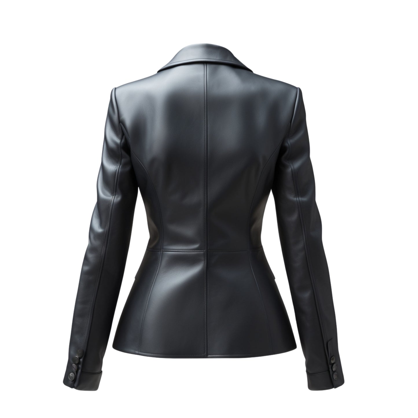 Black Real Leather Blazer Jacket: Slim Fit, Single Button, Peak Lapel Coat