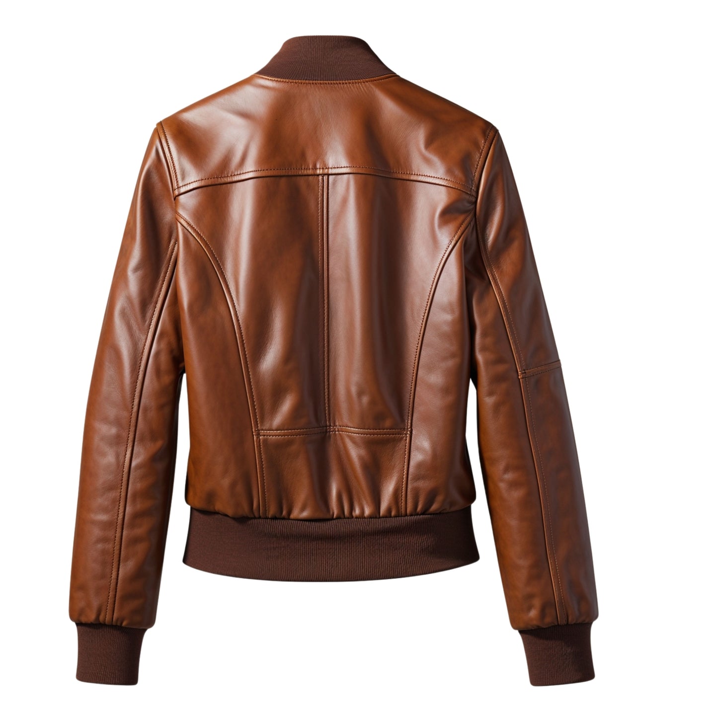 Women Cognac Brown Real Leather Bomber Jacket Cropped Flight Style Casual Streetwear Outerwear Coat