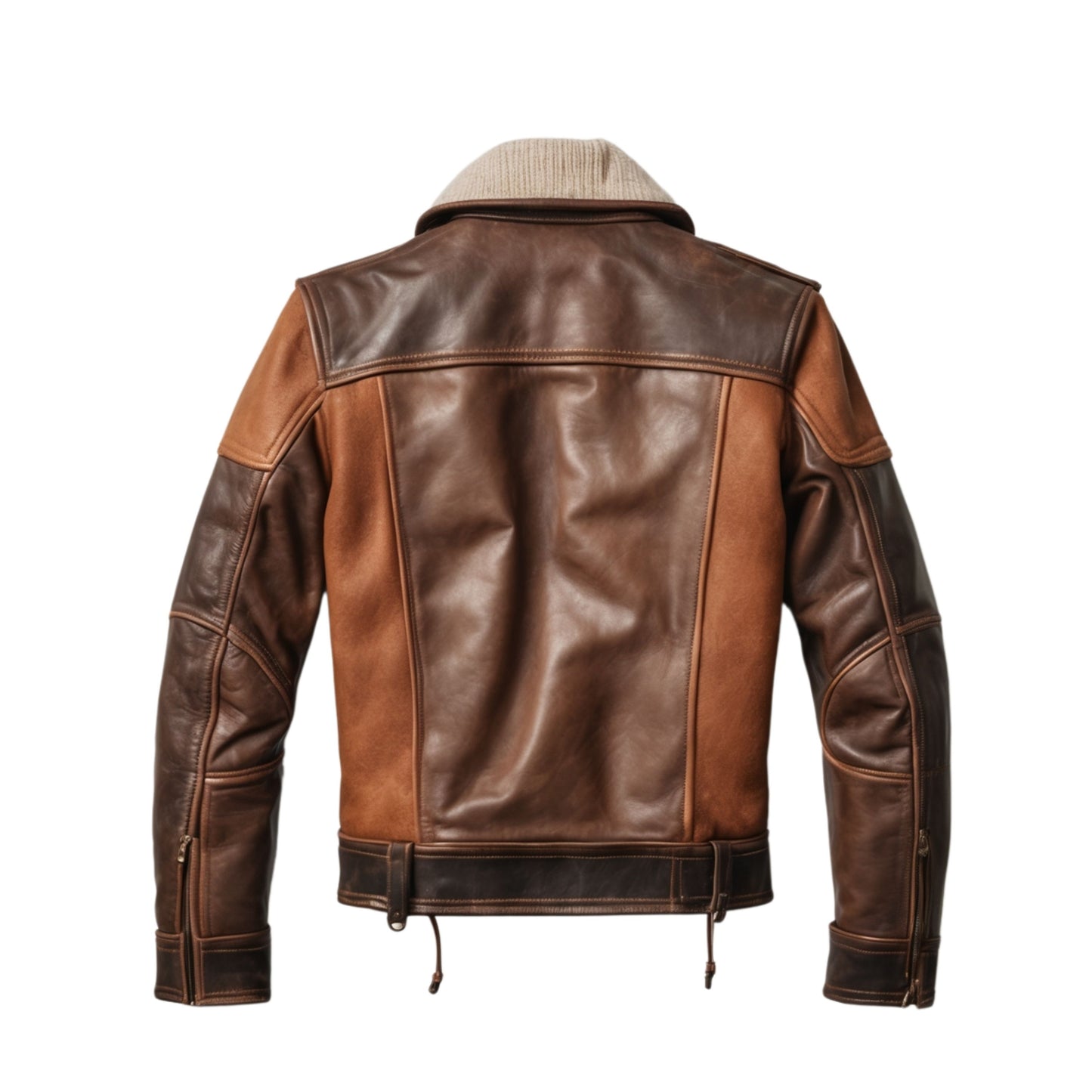 Men's Vintage Brown Genuine Leather Jacket: Classic Style, Multiple Pockets, Everyday Wear