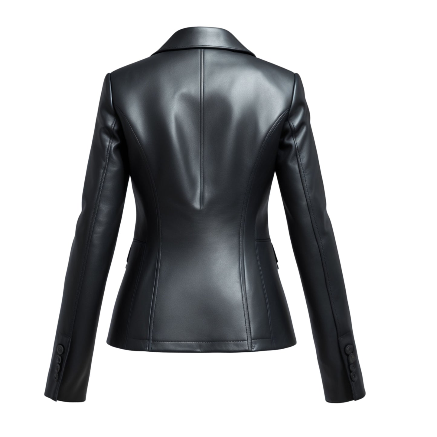 Black Real Leather Blazer Jacket: Slim Fit, Single Button, Tailored Coat