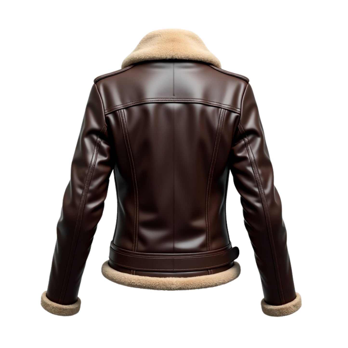 Women's Dark Brown Real Leather Shearling Aviator Jacket – Belted Biker Style