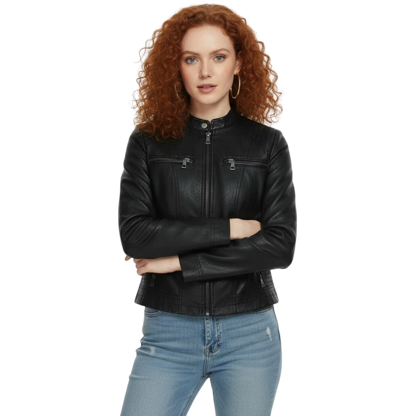 Women's Black Sheepskin Leather Biker Jacket - Quilted Moto Streetwear